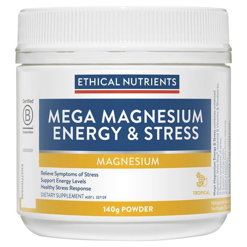 Ethical Nutrients Mega Magnesium Energy & Stress Powder (Tropical) 140g - Vitamins 4 You