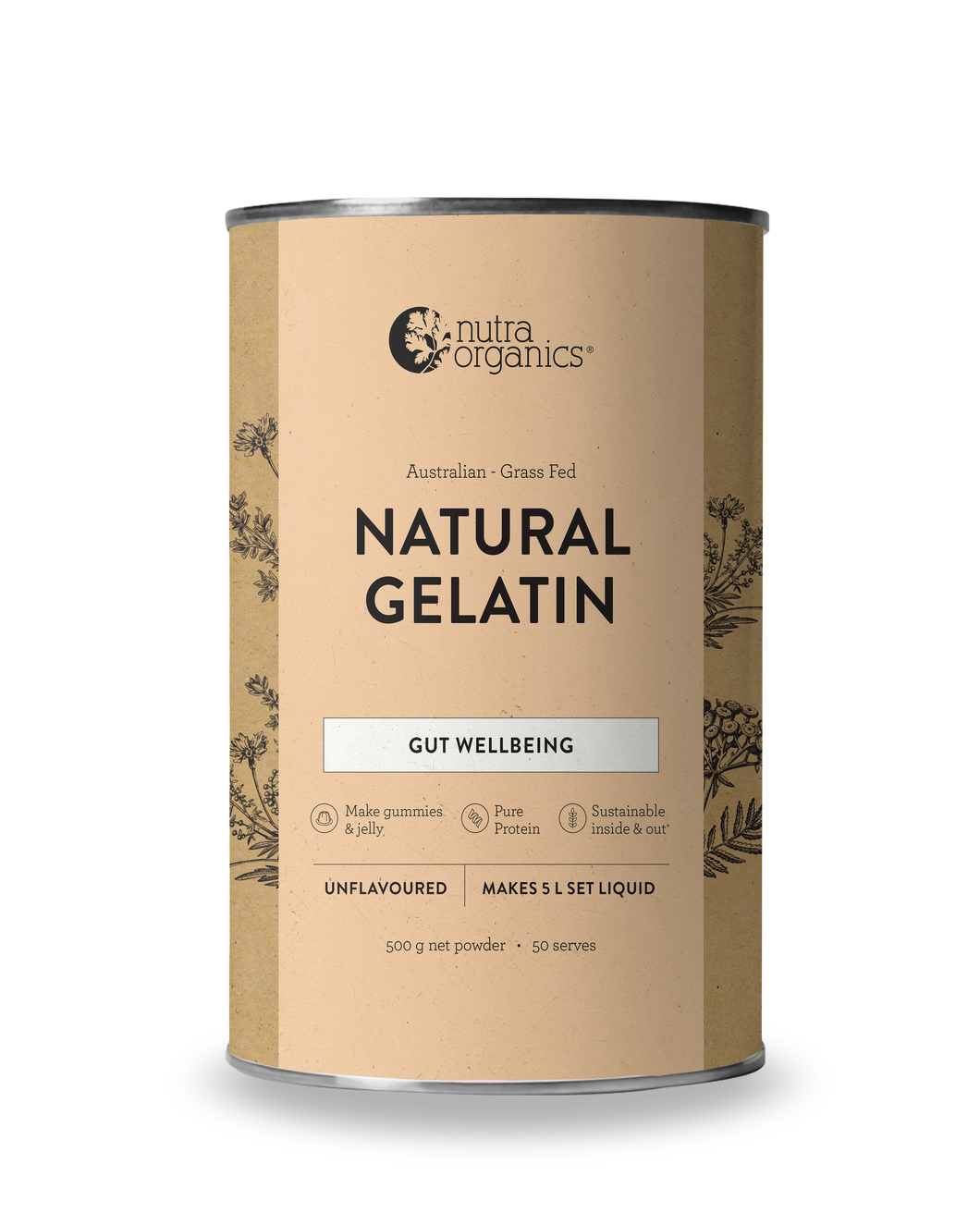 Nutra Organics Natural Gelatin 500g - Vitamins 4 You