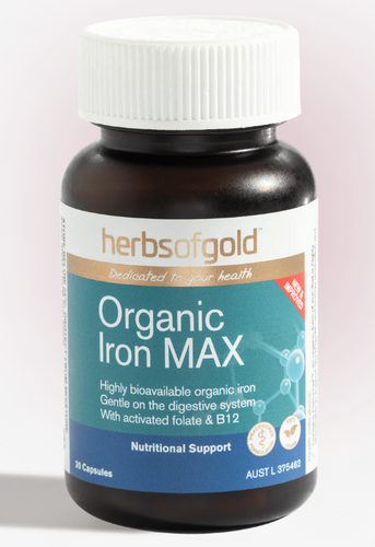 Herbs of Gold Organic Iron MAX 30 Capsules - Vitamins 4 You