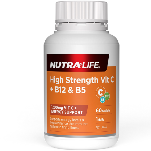 Nutra-Life High Strength Vitamin C + B12 & B5 60 Tablets - Vitamins 4 You