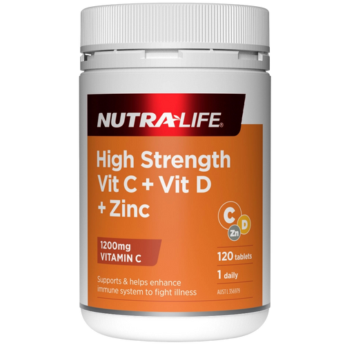 Nutra-Life High Strength Vitamin C + D + Zinc 120 Tablets - Vitamins 4 You