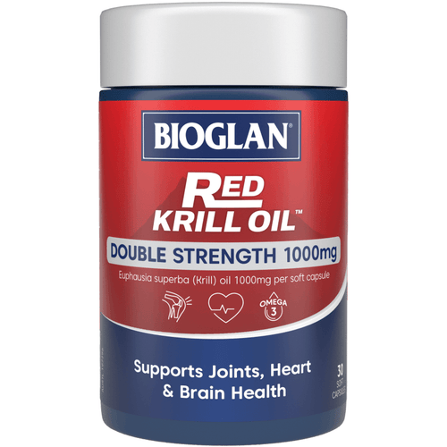 bioglan red krill oil double strength 1000mg 30 capsules - heart health, anti-inflammatory, brain and eye health, antioxidant health
