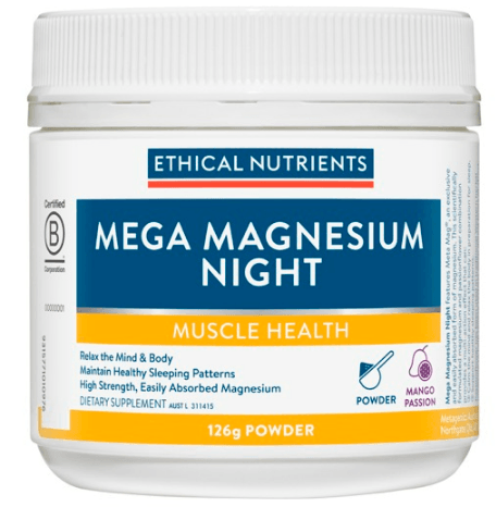 Ethical Nutrients Mega Magnesium Night Powder (Mango Passion) 126g - Vitamins 4 You