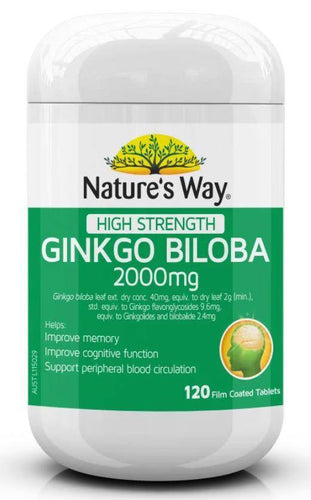 Nature's Way High Strength Ginkgo Biloba 2000mg 120 Tablets - Vitamins 4 You