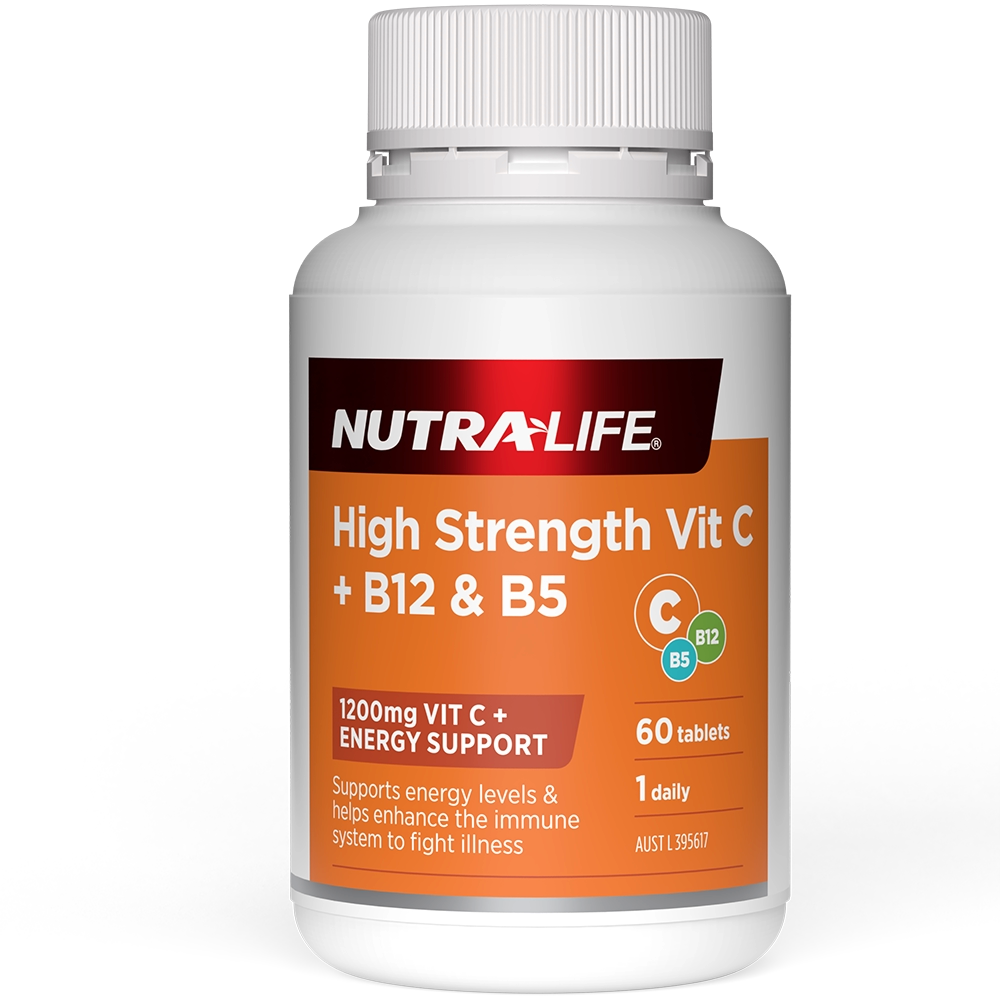 Nutra-Life High Strength Vitamin C + B12 & B5 60 Tablets - Vitamins 4 You
