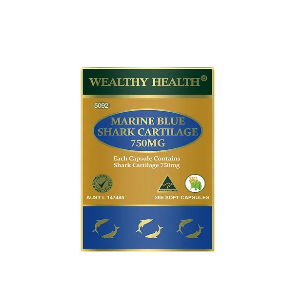 Wealthy Health Marine Blue Shark Cartilage Capsules 750mg 365 Capsules